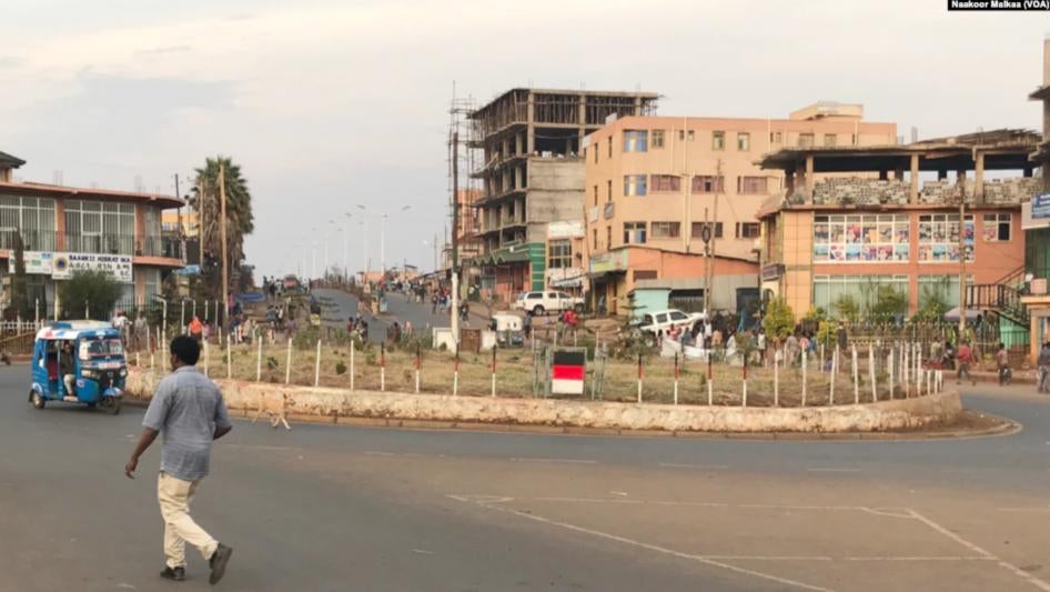 Roundabout at site of Amanuel Wondimu's execution on May 11, 2021, in Dembi Dollo town, Oromia, Ethiopia. 