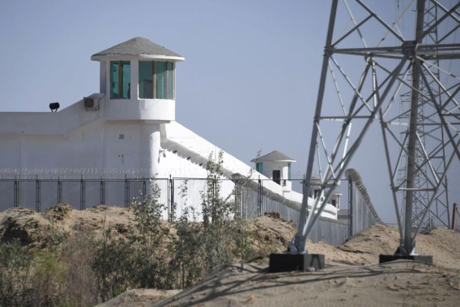 The watchtower of a high-security facility near a “re-education camp” where mostly Muslim ethnic minorities are detained