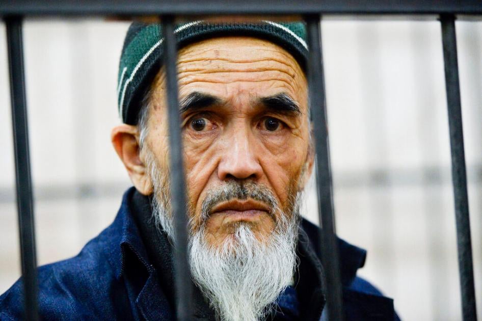 Azimzhan Askarov Pictured here during hearings at the Bishkek regional court, Kyrgyzstan, October 4th, 2016.  
