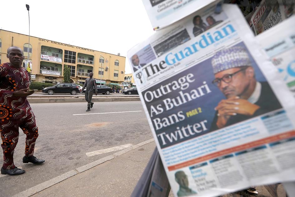 Newspaper headline Twitter Banned in Nigeria