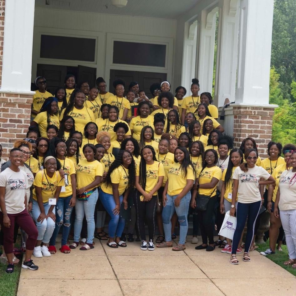 Participants and staff of the 2018 Unita Blackwell Young Women’s Leadership Institute summer session, who come from Alabama, Georgia, and Mississippi