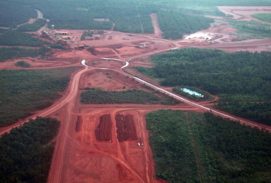 Aerial view of a mining site