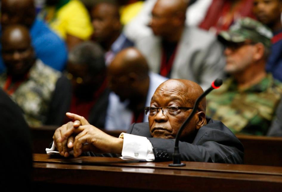 Former South Africa President, Jacob Zuma sits in the High Court in Pietermaritzburg, South Africa, on November 30, 2018, charged with fraud, corruption, money laundering and racketeering. 