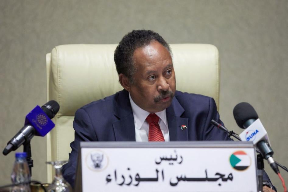 Sudan's Prime Minister Abdalla Hamdok chairs a cabinet meeting in the capital Khartoum, Sudan on September 21, 2021. 