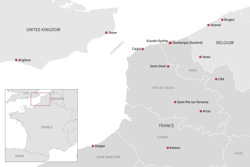 Map showing cities in Northern France