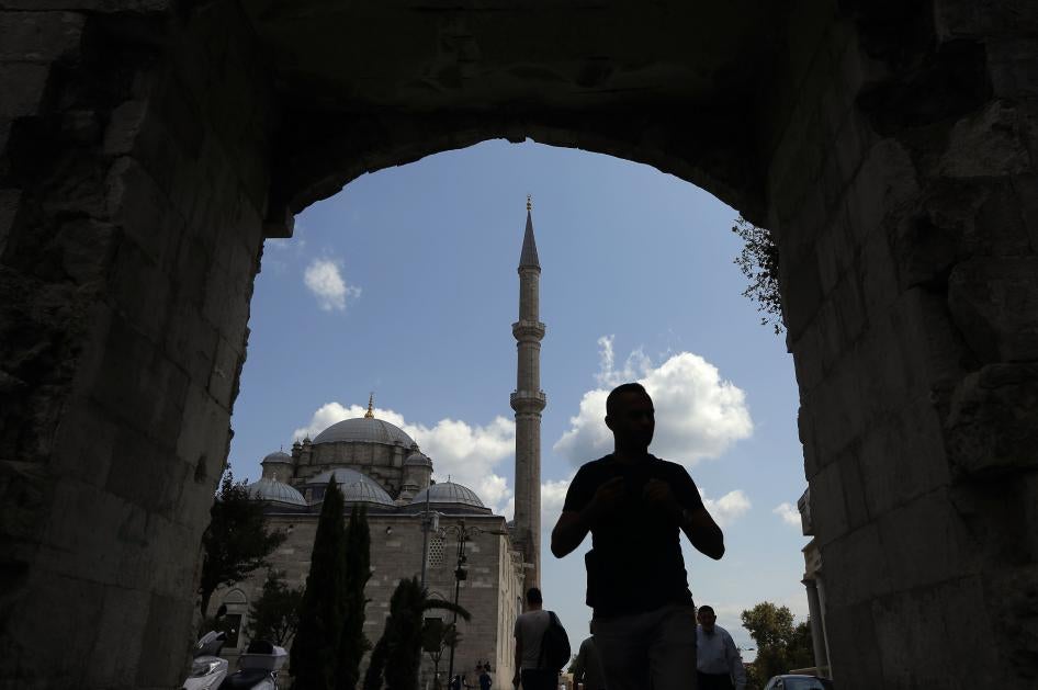A man walks near Fatih mosque in Istanbul, Turkey.