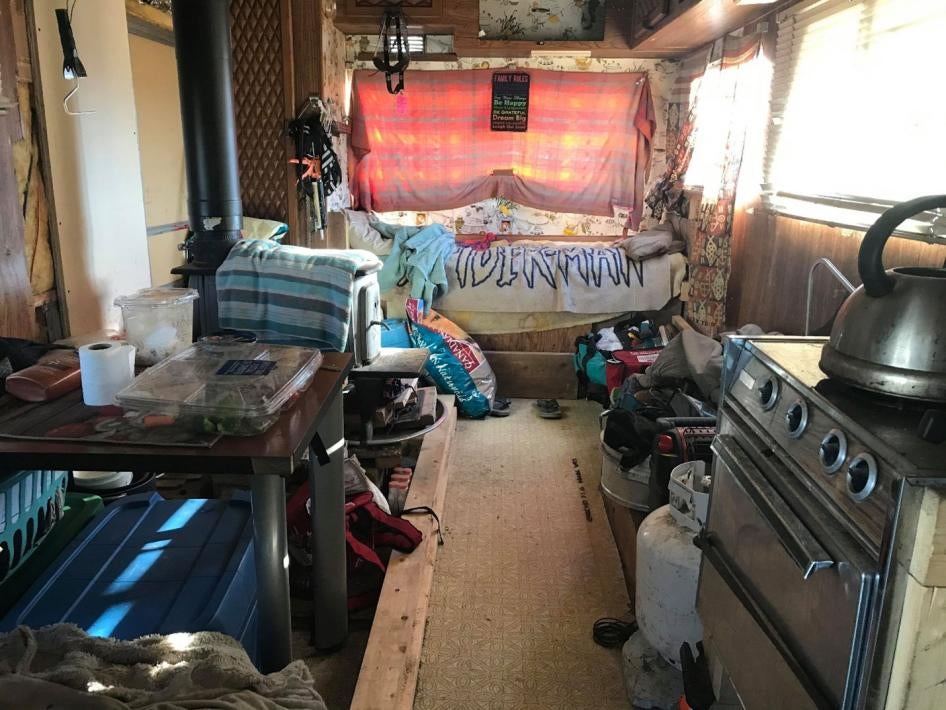 The inside of Edward’s camper van