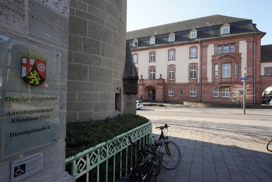 Les deux bâtiments du Tribunal régional d’instance supérieure de Coblence, en Allemagne. 