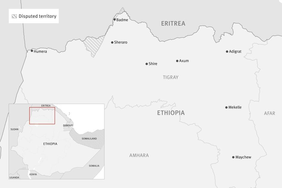 General overview map of the Tigray region, Ethiopia with major cities highlighted