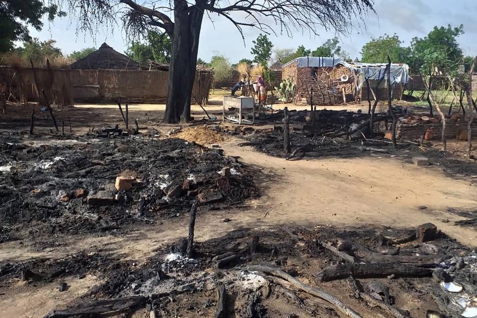 The aftermath of an attack on the village of Masteri in west Darfur, Sudan Saturday, July 25, 2020. 