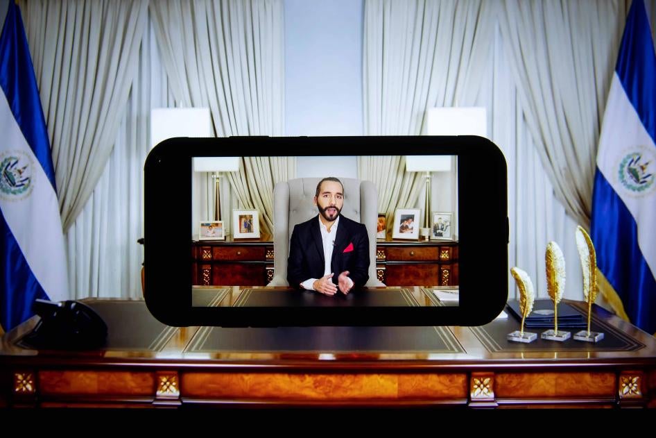 Nayib Bukele, El Salvador's president, speaks in a prerecorded video during the United Nations General Assembly via live stream in New York, U.S., on Thursday, Sept. 23, 2021. 