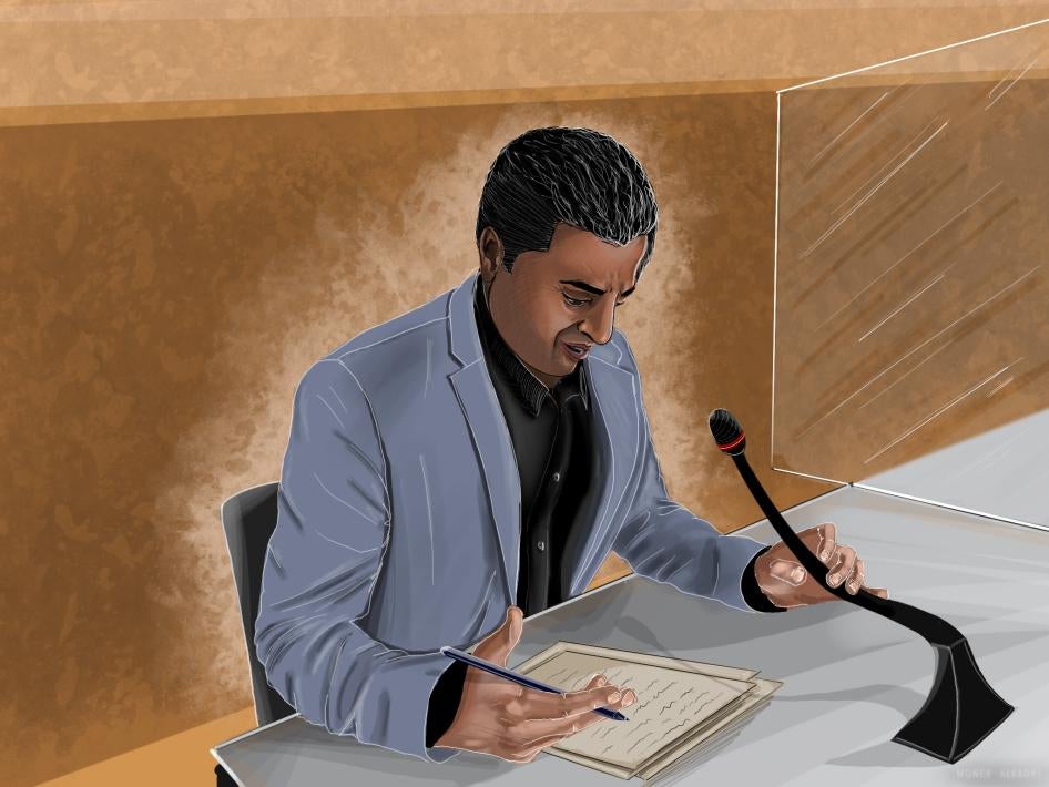 Illustration of a man speaking into a microphone