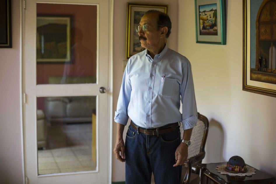 Retired Sandinista Gen. Hugo Torres poses for portrait at his home, in Managua, Nicaragua, May 2, 2018. One of a large group of opposition leaders rounded up prior to the 2021 presidential elections, Torres died in prison at the age of 73 on February 12, 2022.