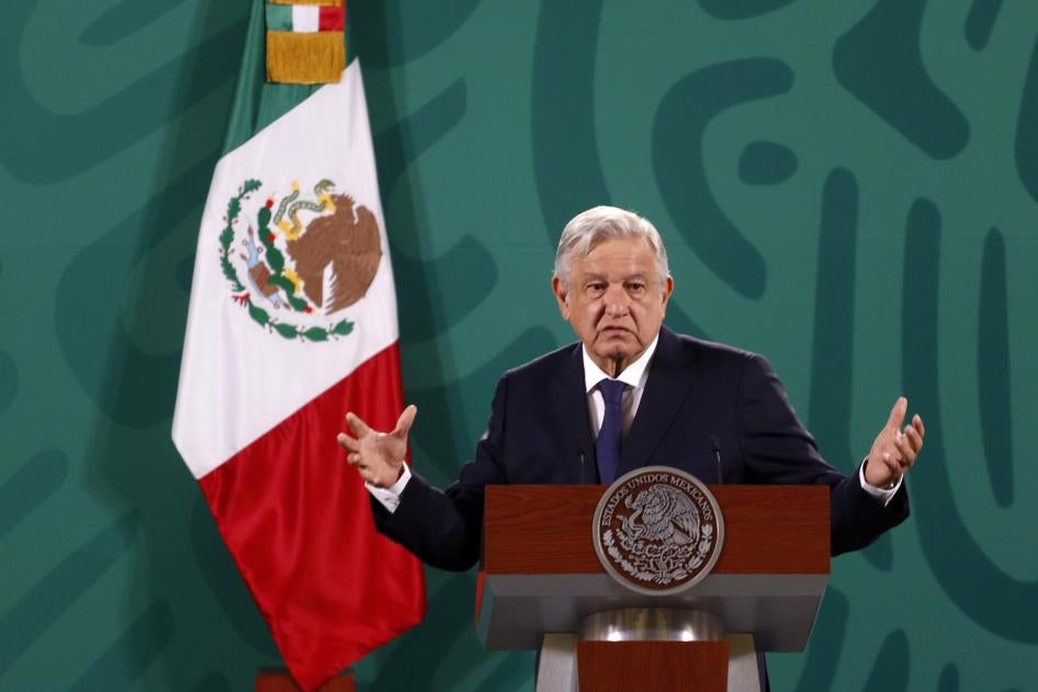 At his daily morning news conference on May 7, 2021, Mexican President Andrés Manuel López Obrador baselessly accuses civil society groups of being part of a plot to overthrow his government and calls on the United States to stop supporting them.