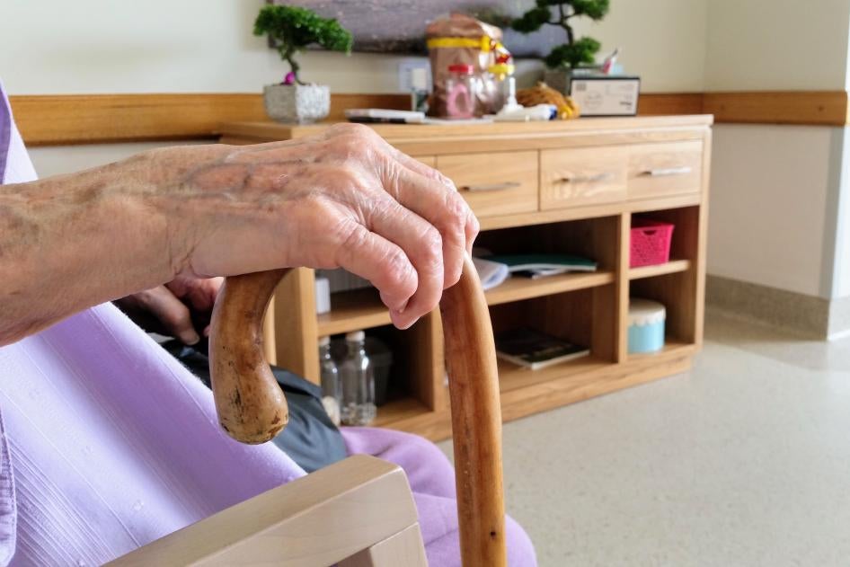 An older woman at a nursing home in Narrabri, New South Wales, Australia.