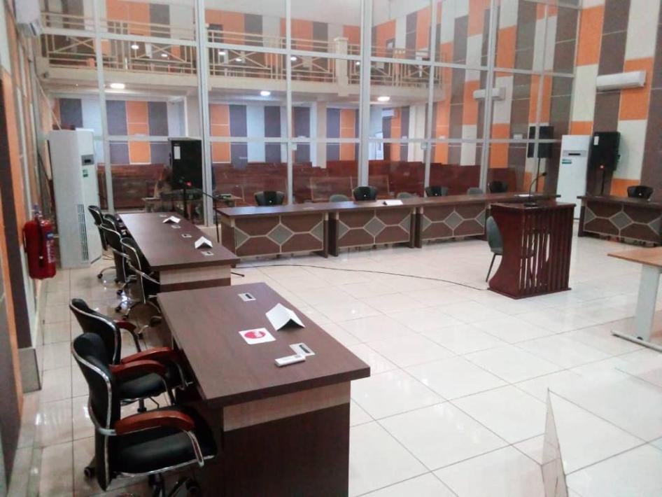  La salle d’audience de la CPS à Bangui, où doit s'ouvrir le 19 avril le premier procès pour crimes internationaux graves commis depuis 2003.