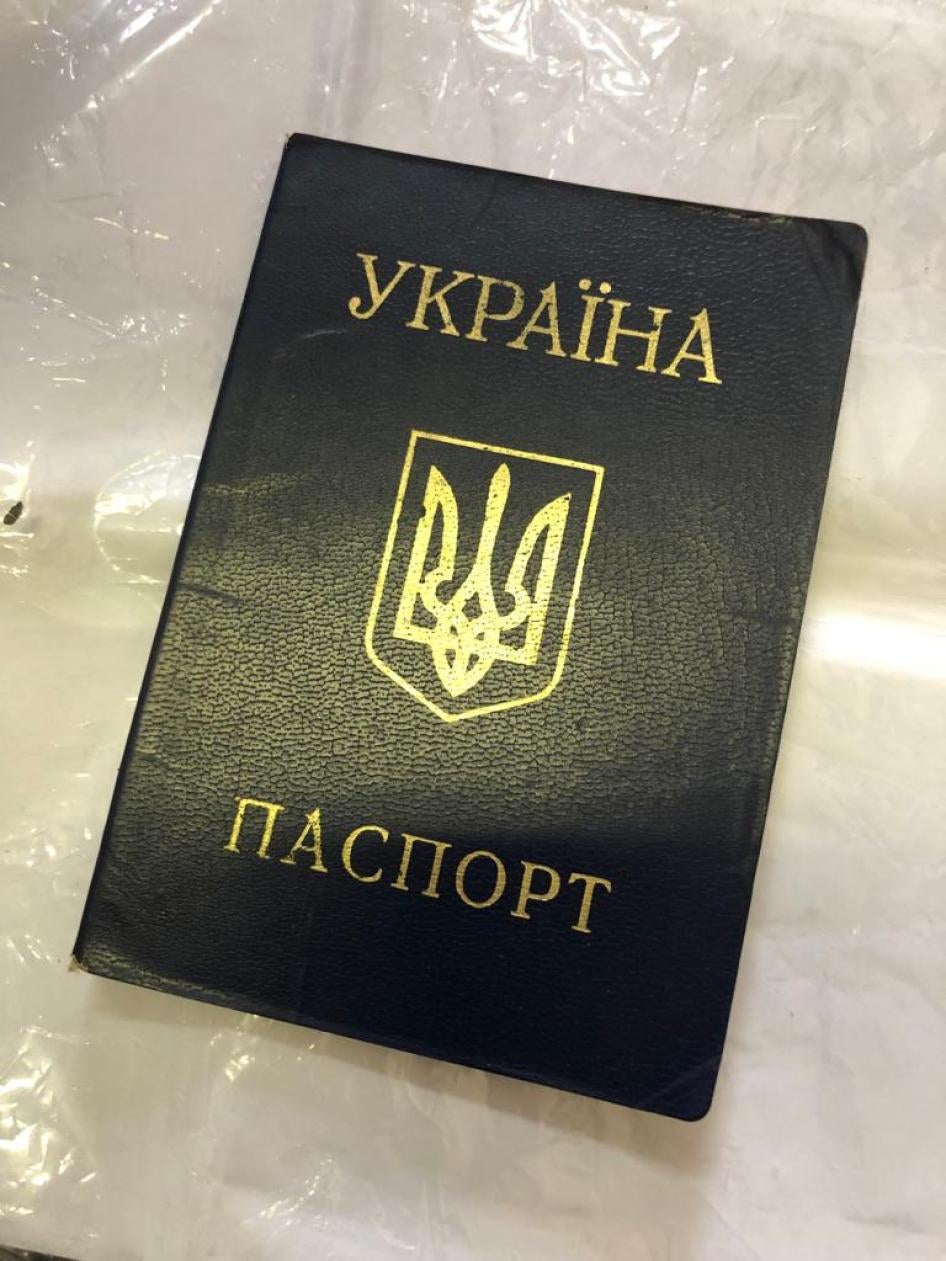 The Ukrainian passport of a Romani refugee staying at FRISPA, Chisinau, Moldova, April 2022.