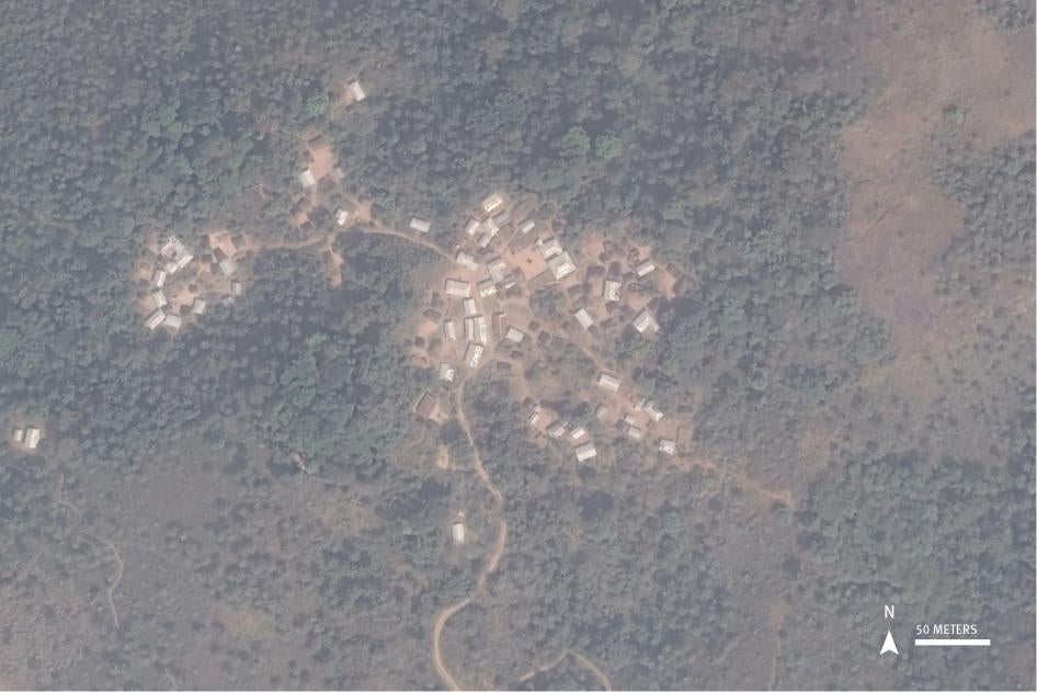 Satellite imagery showing the location of Missong village, North-West region, Cameroon, identified by Billy Burton from the Cameroon Database of Atrocities based on an open-source online map.  Image: January 21, 2017