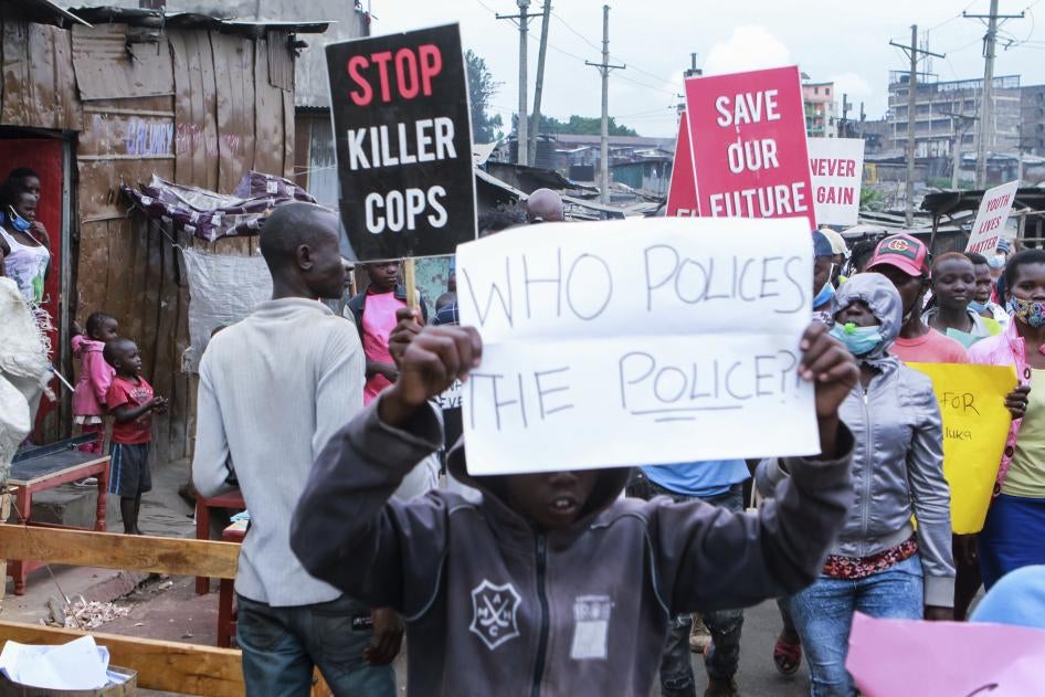 Protesters in Nairobi, Kenya during a demonstration against police brutality on June 8, 2020. 