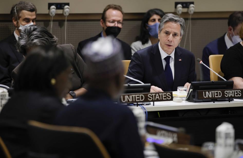 US Secretary of State Antony Blinken meets with African ministers at United Nations headquarters, May 18, 2022.