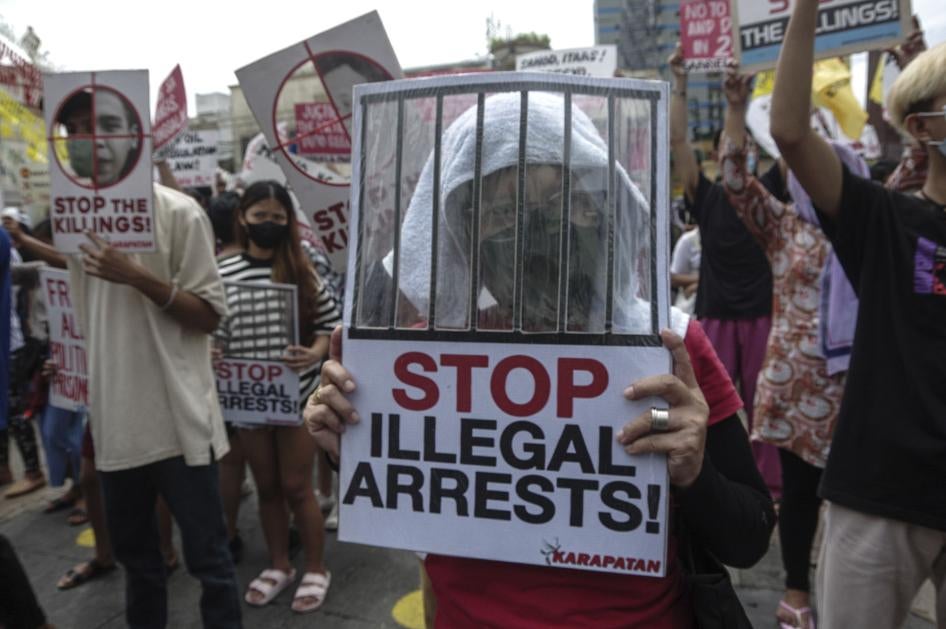 Progressive groups protest during the inauguration of Ferdinand Marcos Jr. as president of the Philippines, in Manila, June 30, 2022.