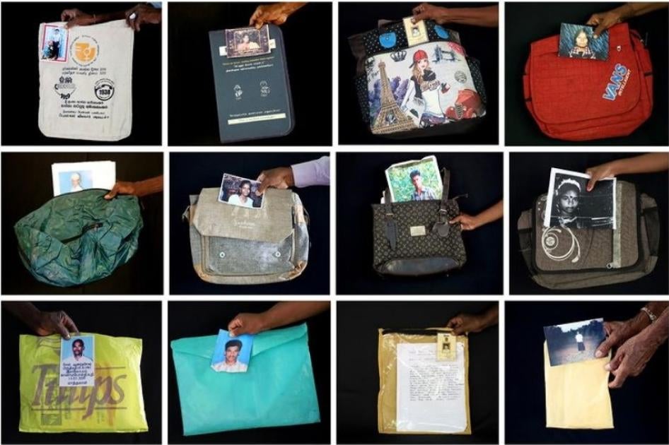 twelve pieces of hand luggage are displayed in a composite photograph