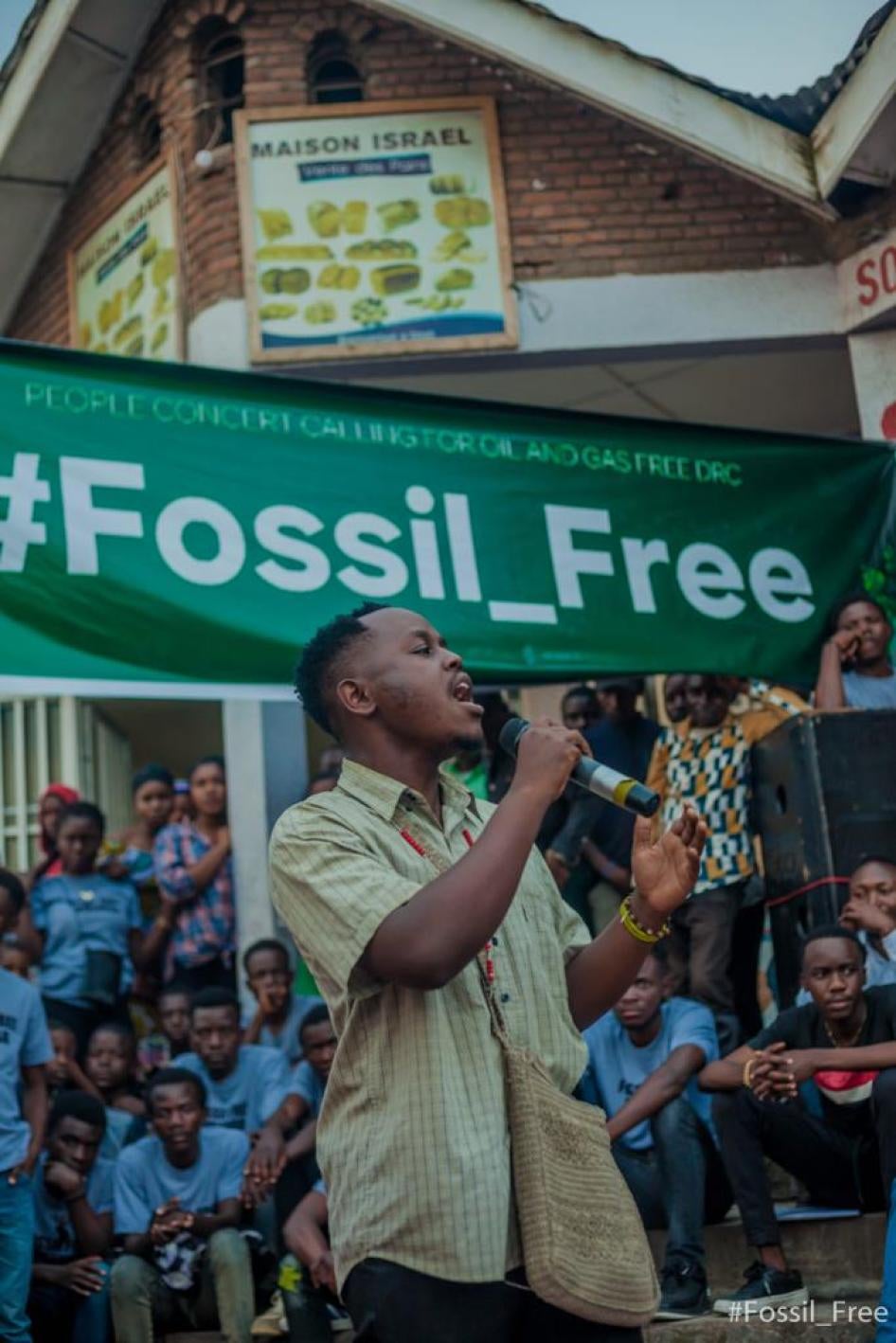 Congolese climate activists hold a concert in Goma on September 23, 2022.