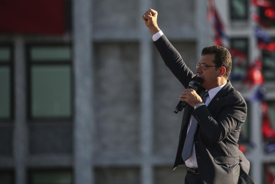 Ekrem Imamoglu, mayor of Istanbul from Turkey's main opposition Republican People's Party (CHP), makes a speech in Istanbul days after his election victory in the re-run of the Istanbul mayoral election, June 27, 2019. 