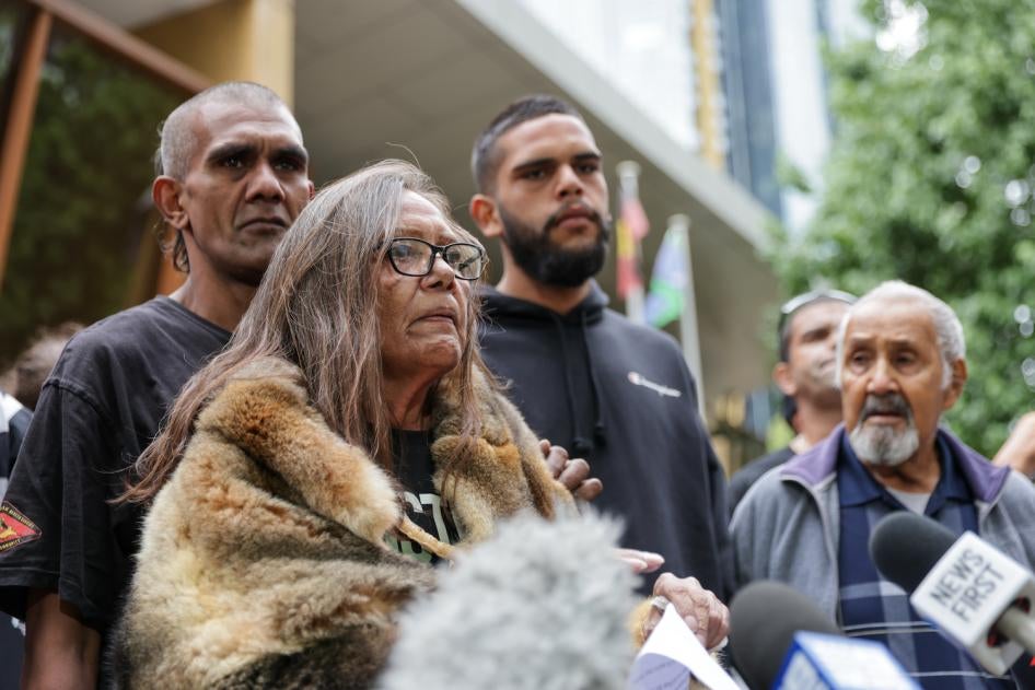Donna Nelson, the mother of Veronica Marie Nelson, speaks to the media outside the Coroners Court in Melbourne.