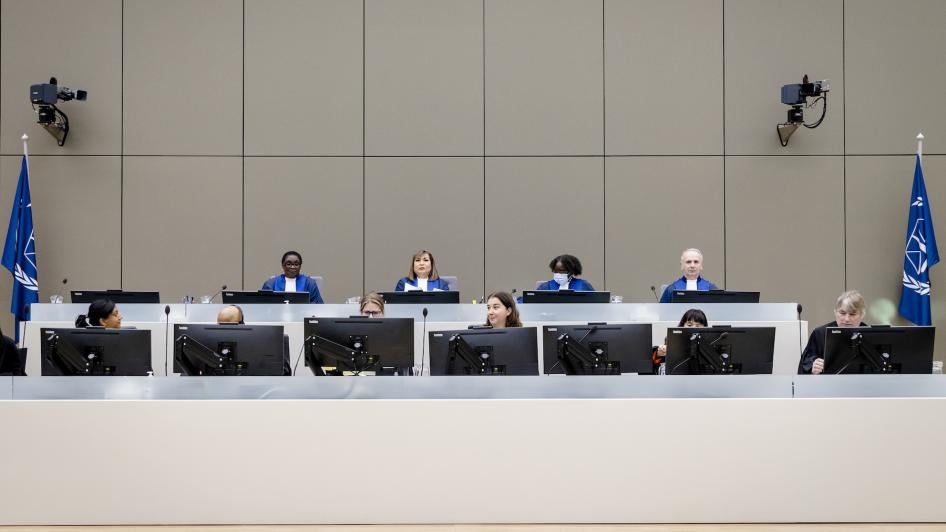 Judges of the Appeals Chamber of the International Criminal Court in The Hague, Netherlands.