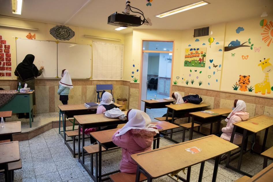 Students attend class in Tehran, Iran.