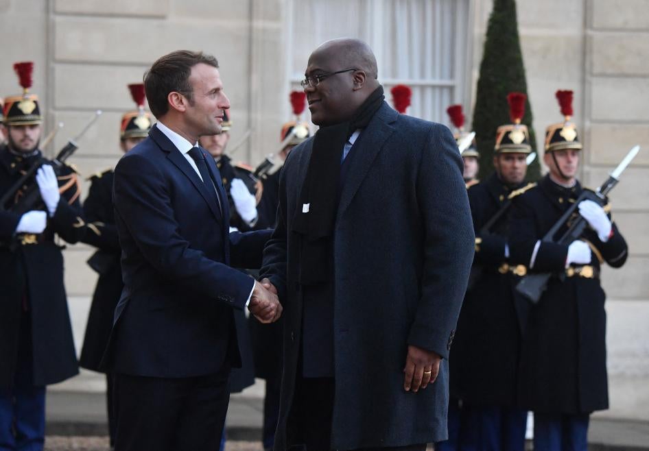 French President Emmanuel Macron and Congo's President Félix Tshisekedi at the Élysée presidential palace in Paris, November 12, 2019.