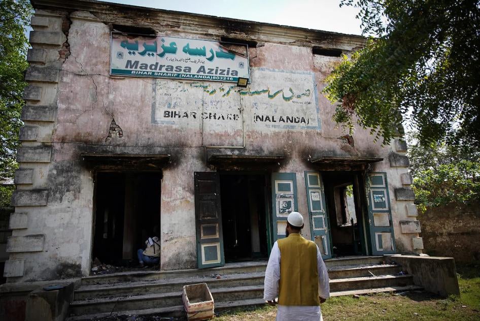 A mob set fire to Madrasa Azizia in Nalanda district of Bihar, India during the Ram Navami festival.