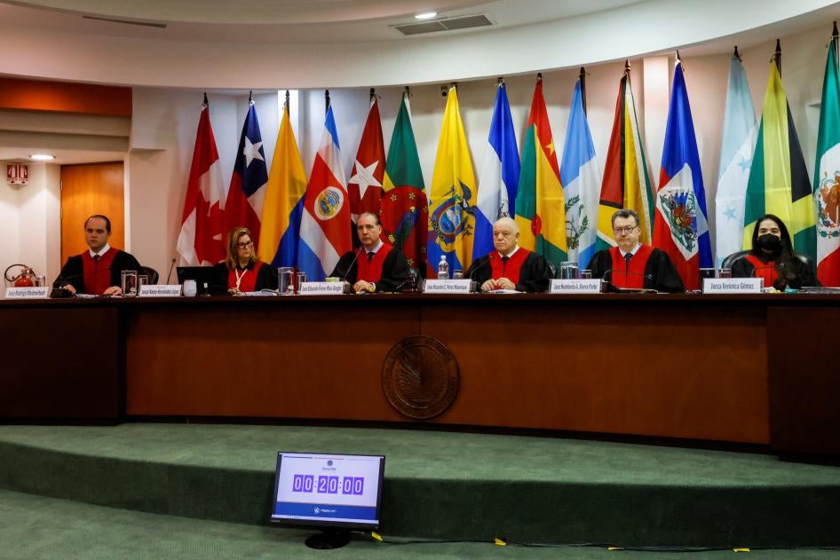Inter-American Court of Human Rights judges in a hearing in San Jose, Costa Rica.