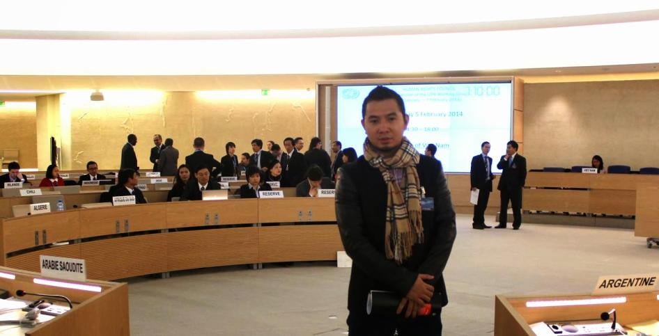 Bùi Tuấn Lâm tại phiên Kiểm định Phổ quát của Việt Nam tại Hội đồng Nhân quyền Liên Hiệp Quốc, Geneva, tháng Hai năm 2014. 