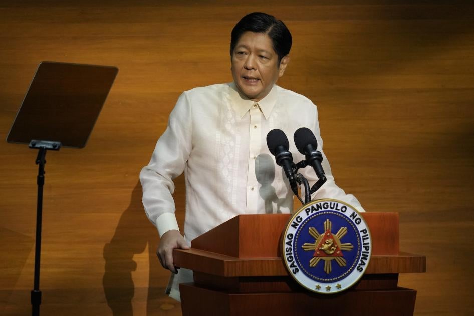 Presiden Filipina Ferdinand Marcos Jr. Saat untuk kali pertama menyampaikan pidato kenegaraan di Quezon City, Filipina, 25 Juli 2022. 