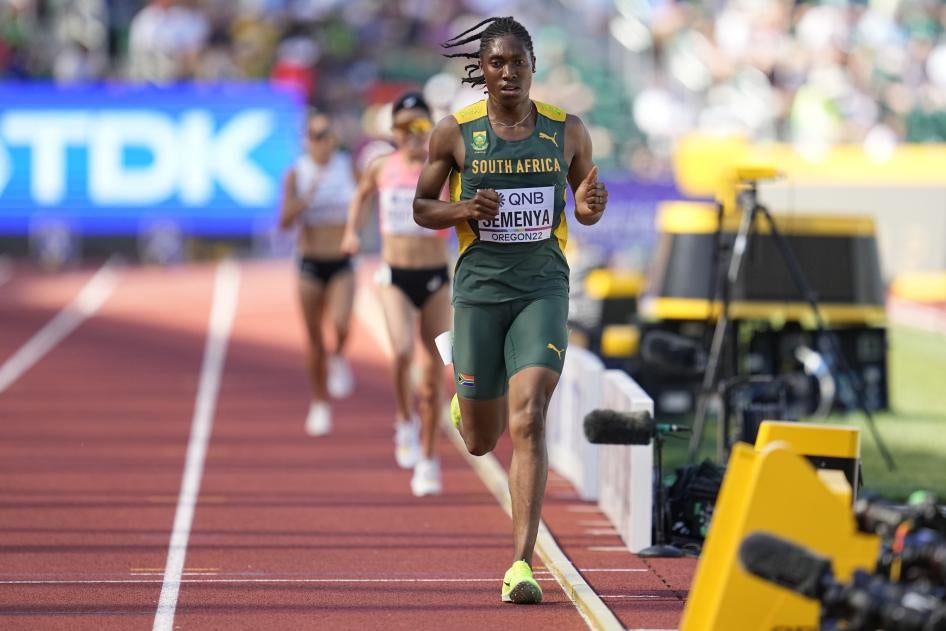 Caster Semenya, of South Africa, competes during a heat in the women's 5000-meter run at the World Athletics Championships, Eugene, Oregon, US, July 20, 2022. 