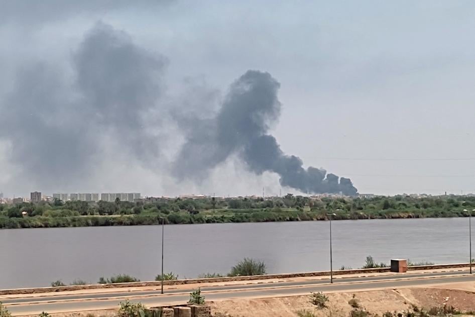  Smoke billowing in Khartoum North amid ongoing fighting in Sudan, July 18, 2023. 