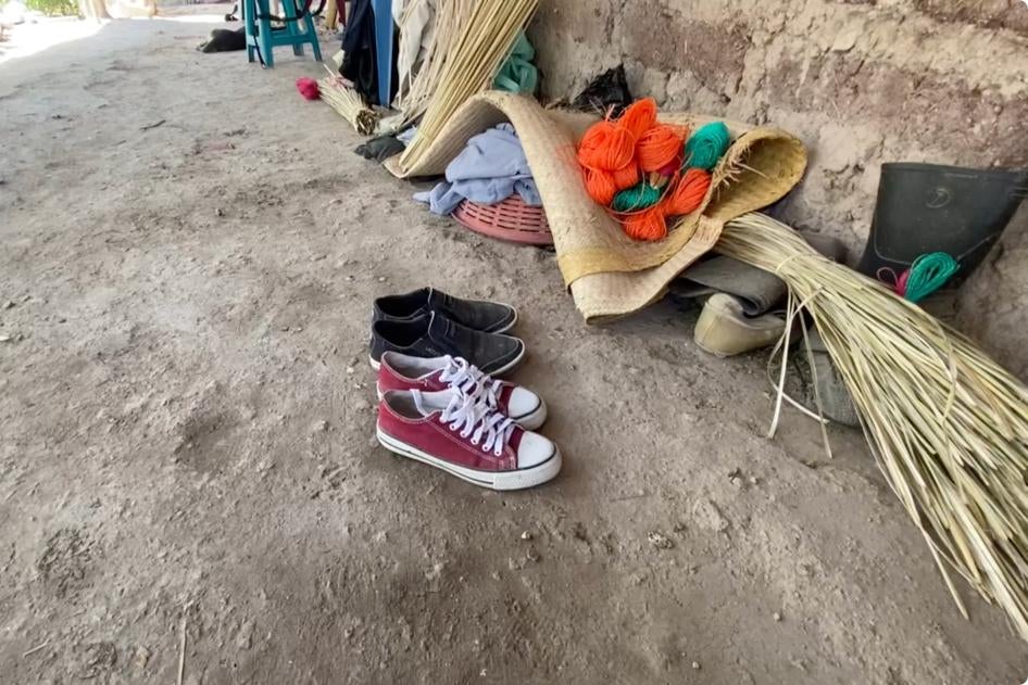 Shoes that a 15-year-old boy left behind at his family’s home