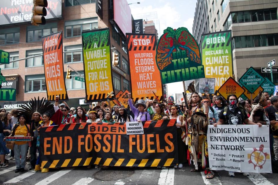 An estimated 75,000 people took part in a march in New York City to “End Fossil Fuels” on September 17, 2023. 