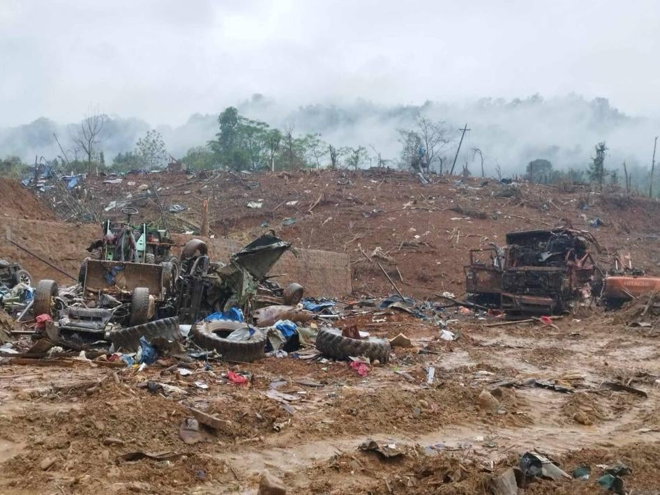  The aftermath of air and artillery strikes in Mung Lai Hkyet village, in Kachin State, Myanmar, October 10, 2023.