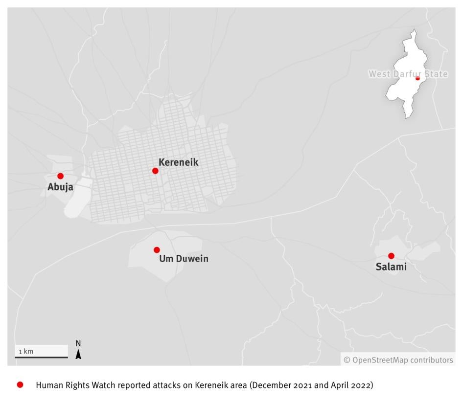 Locations of the reported attacks on Kereneik area in December 2021 and April 2022. 