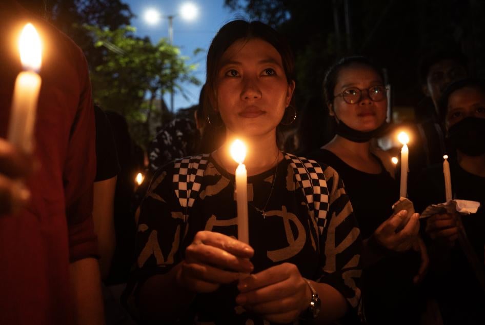 Demonstrators carry out a candlelight protest over the sexual assault case of two Kuki community women, during ethnic clashes between Meitei-Kuki community in Manipur, July 26, 2023 in Guwahati, India.