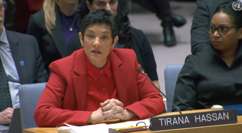 Tirana Hassan, directrice exécutive de Human Rights Watch, s’exprimait lors d'une réunion du Conseil de sécurité des Nations Unies à New York au sujet de Haïti, le 25 janvier 2024.