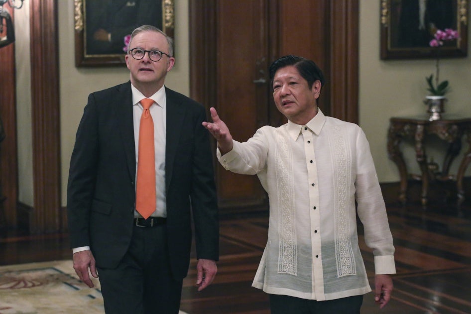 Australia's Prime Minister Anthony Albanese, left, meets with Philippine President Ferdinand Marcos Jr., at Malacañang palace in Manila, September 8, 2023.
