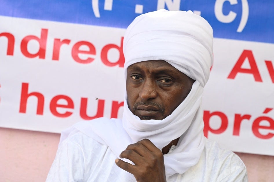 Le dirigeant de l'opposition politique Yaya Dillo donne une conférence de presse le 30 avril 2021 à N'Djamena, au Chad. Dillo a été tué le 28 février 2024 au siège de son parti dans la capitale du pays par des forces de sécurité.