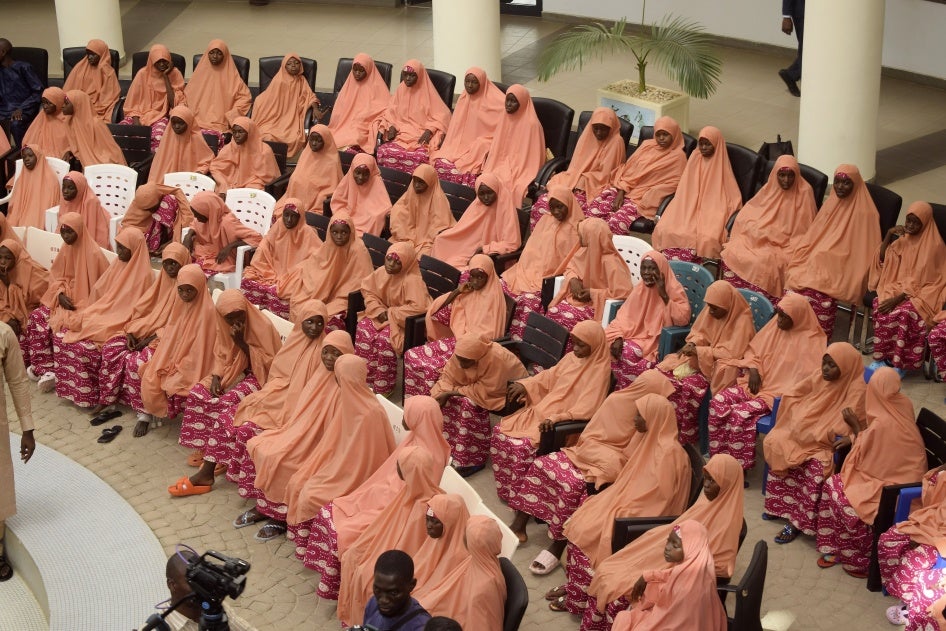 The freed students of the LEA Primary and Secondary School in Kuriga at the state government house in Kaduna, Nigeria, March 25, 2024. 