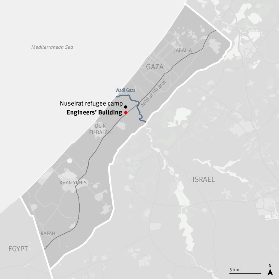 Location of the Engineers' Building in central Gaza.