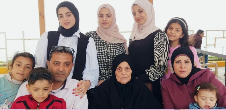 Members of the Jweifel family. (Top left to right) Nada, Wafa', Wala', Sama. (Bottom left to right) Farah, Yousef, Hisham, Khadra, Ola, Salma. The October 31 Israeli airstrike on the Engineers' Building killed Wafa', Wala', Sama, Farah, Yousef, Khadra and Salma.