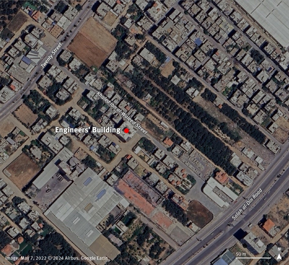 Location of the Engineers' Building in central Gaza.
